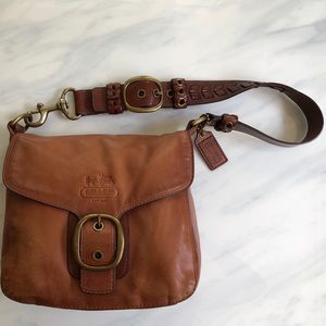 Coach leather Bleeker Bag w/ tattersall lining